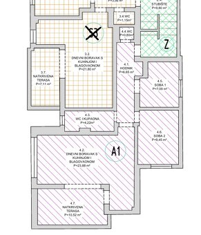 Troizbový apartmán s bazénom, Novalja / Chorvátsko - 11