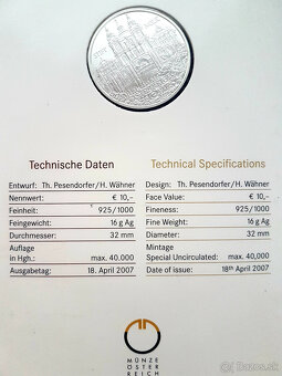 Strieborné mince 10 € Rakúsko (2006) - pod cenu striebra - 11