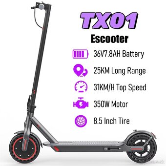 Mestská elektrická kolobežka 8.5“,350W,7.8Ah,30km/h,25km,12k - 11