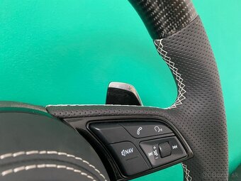 AUDI VOLANT KARBON - PERFOROVANA KOŽA - BIELE ŠITIE - 11