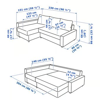 Rohová rozkladacia pohovka s úl.priestorom IKEA - 11