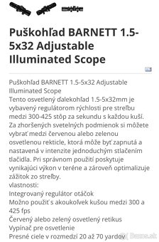 Puškohľad BARNETT 1.5-5x32 Adjustable Illuminated Scope - 11