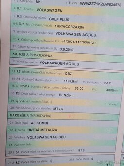 Volkswagen Golf plus 1.2 benzin 5MT - 11