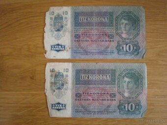 Bankovky 20 korún z roku 1913; 5 korún z roku 1919 - 11