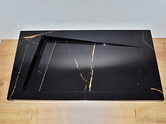 Čierne dizajnové umývadlo 80cm široké, umývadlo z dlažby - 11