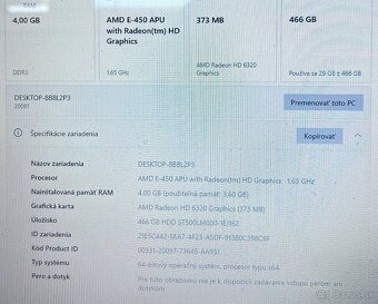 Lenovo G575 / AMD E-450 / 4GB RAM / 500GB SSHD / 15.6" - 11