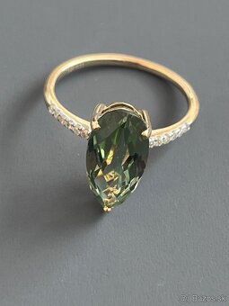 Zlatý prsteň s Turmalínom a diamantami - 11