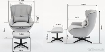 LOREN-360-stupňové otočné kreslo s podnožou - 11