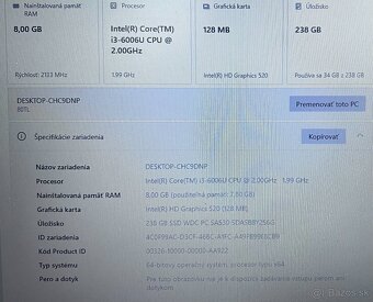 Lenovo V110 / i3 6006U / 8GB RAM / 256GB SSD / 15.6" - 11