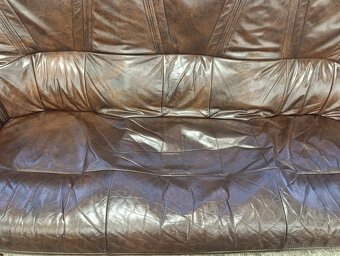 Rustikální kožená sedací souprava, 3+2+1, nábytek z masívu - 11