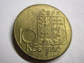 10 Kčs 1990 Masaryk, MR bez bodky - vzácne - 11