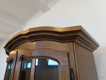 Rustikální příborník, kredenc, komoda + vitrína, masív - 11