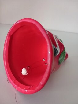 Starší vianočný zvonček, maľovaná keramika 12,5x8 cm - 11