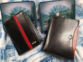 Čierno-červená PETERSON kožená peňaženka - 11