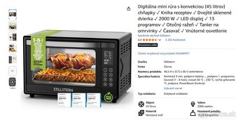 PREDÁM - Digitálna mini rúra s konvekciou (45 litrov) - 11