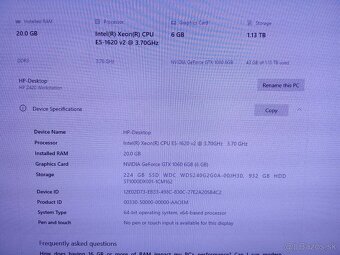 HP Z420, 20GB RAM, Nvidia GTX1060 6GB, SSD+1TB HDD - 11