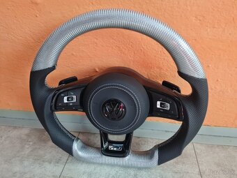 VOLANT VOLKSWAGEN R LINE GTI - KOZA / BIELY KARBON / BORDOVY - 11