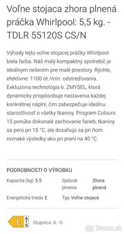 Whirlpool zhora plnená práčka - 11