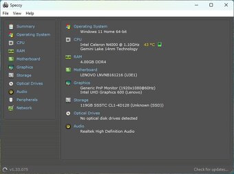 Lenovo Ideapad 3 Slim /N4020/4GB RAM/FHD/128GB SSD/Bat ok - 11