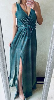 Spoločenské šaty metalic mint green - 11
