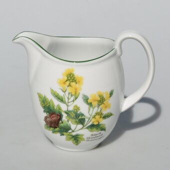 Nádherná bylinková porcelánová sada, . čajník + trojset + - 11