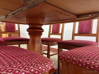 Rustikální jídelní set, rozkládací stůl, 6 židlí, masív - 11