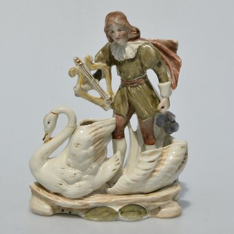 2 starožitné porcelánové sošky - Dáma a gavalier s lutnou - 11