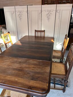 Starožitný celodrevený príborník, stôl 6 stoličiek - 11