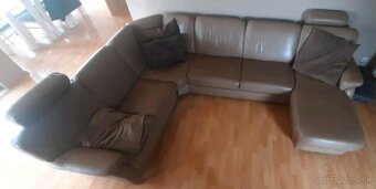 Rozkládací kožená sedací souprava do "U", 4268 - 11