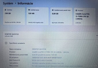 Dell Latitude 3480 / i3-7100 / 8GB DDR4 / 256GB SSD / 14" - 11
