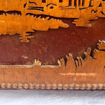 Starožitná velká dřevěná truhla na šití - 11