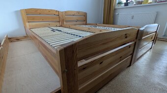 Posteľ 200x90 z masívu s úložným priestorom, roštom a matrac - 11