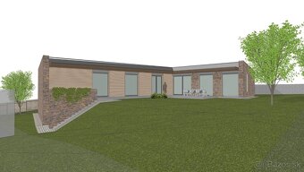 slnečný stavebný pozemok Badín - Na Dielnici s projektom RD - 11