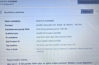 HP 15 / Intel N2815 / 4GB RAM / 128GB SSD / 15.6" - 11