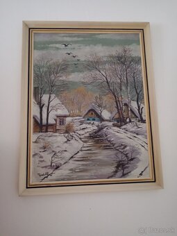 Obrazy, maľované, rám, starožitnosti - 11