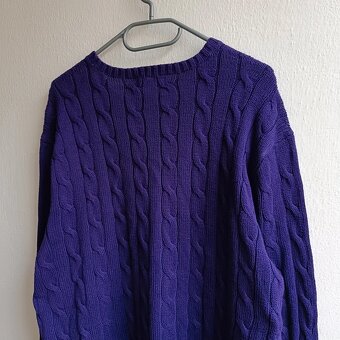POLO Ralph Lauren fialový pletený sveter cable knit L - 11