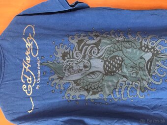 ED HARDY originál kráľovská Modra pánske polotricko L/XL - 11