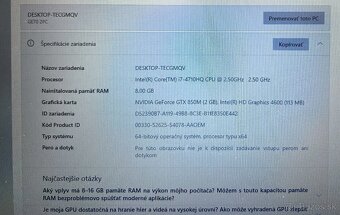 MSI herný ntbk / i7-4710HQ / 8GB RAM / 128GB  + 1TB / 17.3" - 11