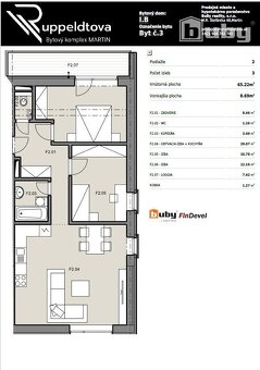 Predám 3 izbový byt č. IB_3F, v novostavbe BYTY RUPPELDTOVA, - 11