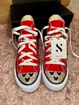 converse mickey mouse shoozers crystals red tenisky - 11