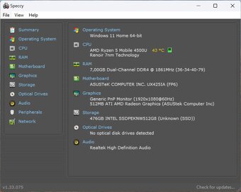 Asus Zenbook 14 /Ryzen 5-4500U/8GB RAM/FHD IPS/512GB SSD - 11