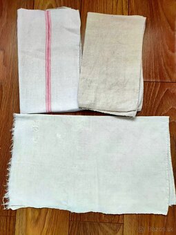 Tkané staré ĺanové plátno - menšie kusy - 11