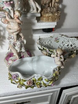 Starožitný porcelán svietnik misa socha - 11