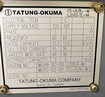 CNC sústruh , OKUMA  ES - L8 ,, - M - 11