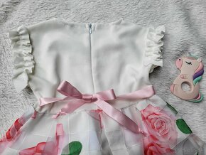 Letné - slávnostné šatky biele s ružami 18mes - 11