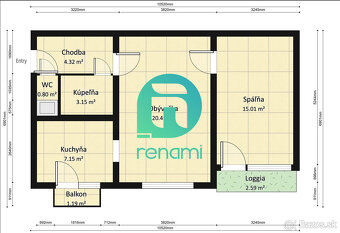 Zrekonštruovaný 2-izbový byt s balkónom a loggiou v Novom Me - 11