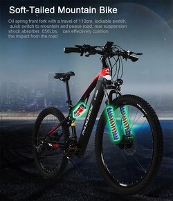 Celoodpružený horský bicykel RANDRIDE YG90 27.5x2.4",1000W, - 11