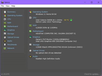 Asus E410MA/Celeron N4020/4GB RAM/FHD/128GB SSD/Nova bateria - 11