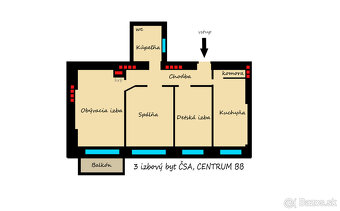 CENTRUM / 3i byt BB / PARK SNP / ČSA / REKONŠTRUKCIA / 80 m2 - 11