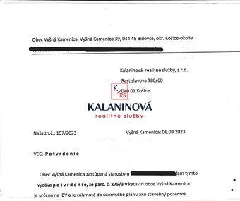 PREDAJ: stavebný pozemok, Vyšná Kamenica, Košice-okoliei - 11